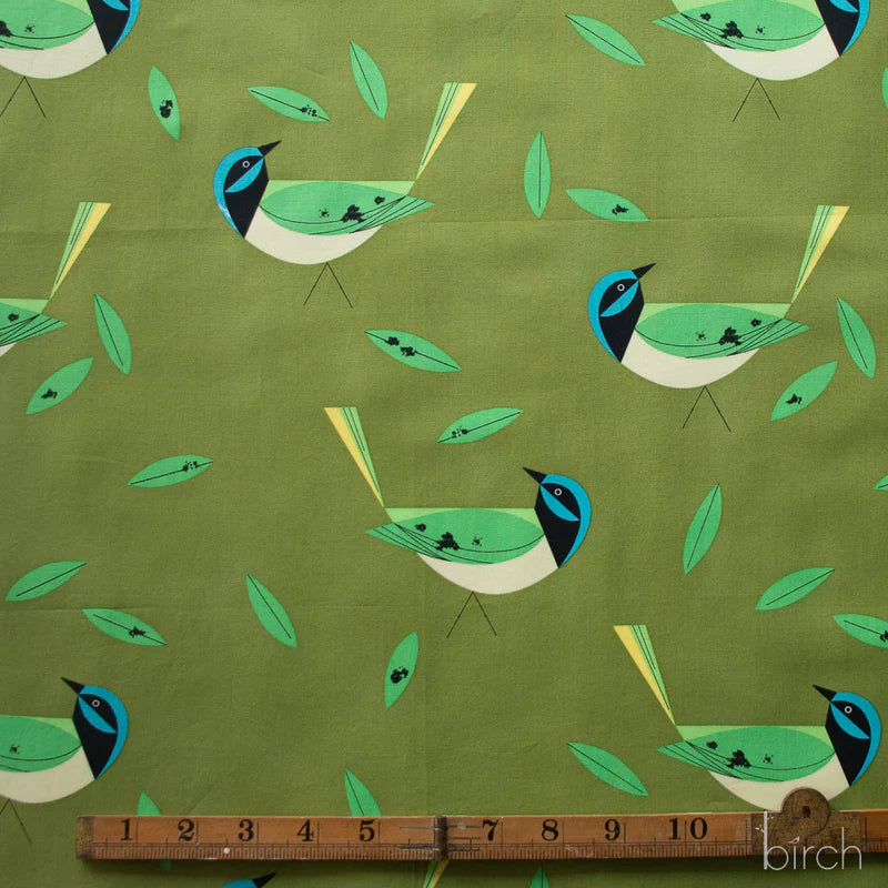 Iconic Vol.2 Poplin - Green Jay - by Charley Harper with Birch Organic Fabrics