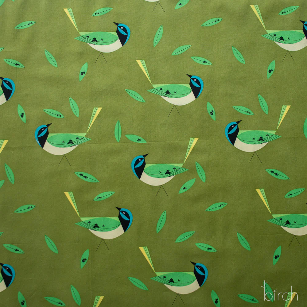 Iconic Vol.2 Poplin - Green Jay - by Charley Harper with Birch Organic Fabrics