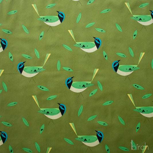Iconic Vol.2 Poplin - Green Jay - by Charley Harper with Birch Organic Fabrics