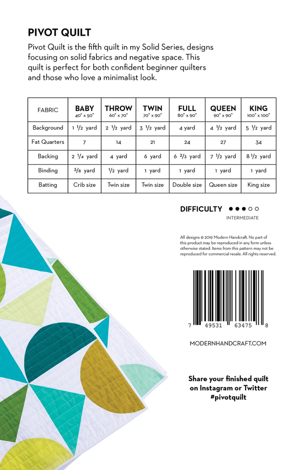 Pivot Quilt Pattern – by Modern Handcraft