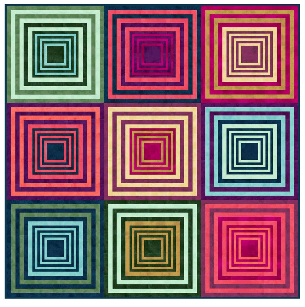 Modern Log Cabin Quilt Pattern by Tara Faughnan