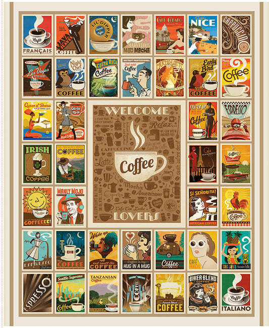 Coffee Time - Coffee Lovers Panel - by RBD Designers with Riley Blake Designs