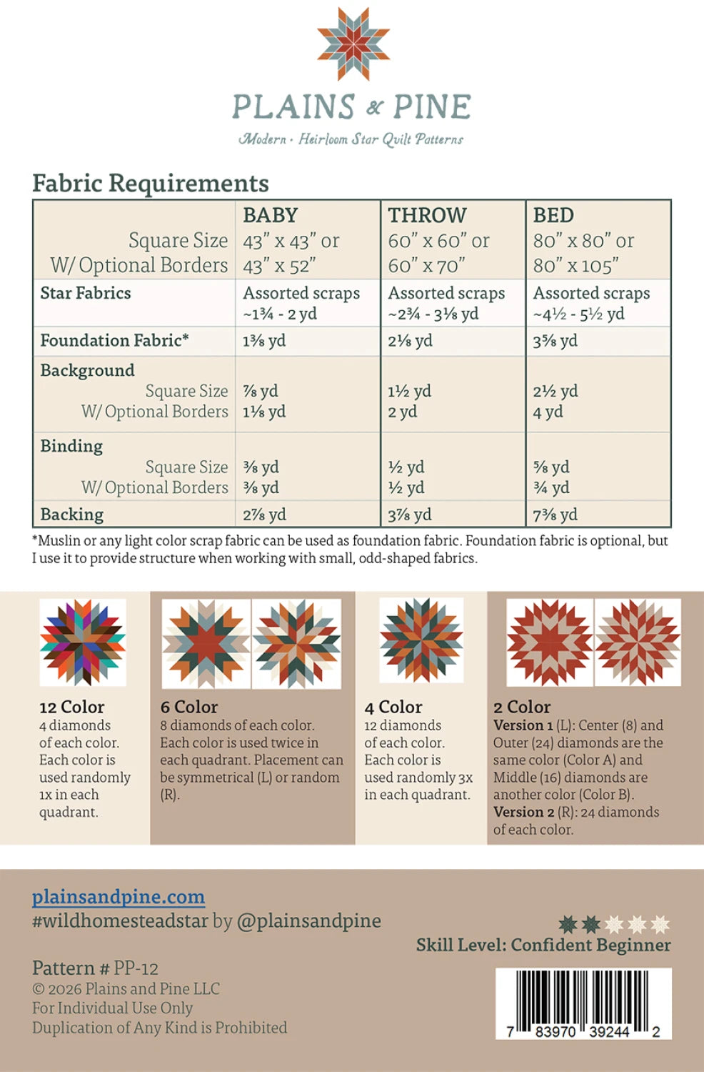 Wild Homestead Star Quilt Pattern - by Plains & Pine