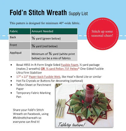 Fold'N Stitch Wreath Pattern by Poorhouse Quilt Designs