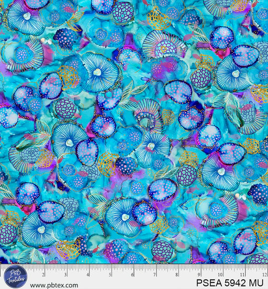 Painted Sea - Sea Life Allover (Large) (Half Yard Cut) - by Amy Tieman with P&B Textiles
