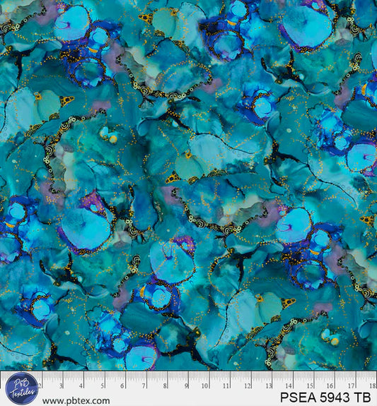 Painted Sea - Tonal Allover - Teal Blue  - by Amy Tieman with P&B Textiles