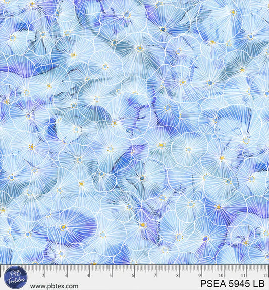 Painted Sea - Linear Bursts - Light Blue - by Amy Tieman with P&B Textiles