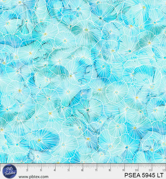 Painted Sea - Linear Bursts - Light Teal - by Amy Tieman with P&B Textiles