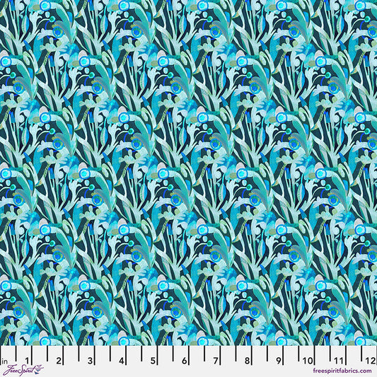 L'Heure Bleue - Tresor - Teal  by Este MacLeod with Free Spirit Fabrics