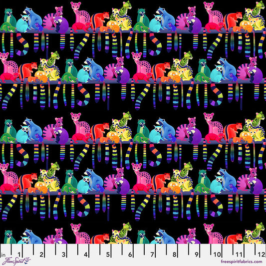 Love in the Wild – Ringtail Love Night - Black (Half Yard Cut) – by Katy Tanis with FreeSpirit Fabrics