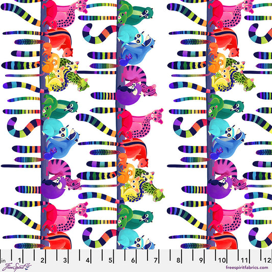 Love in the Wild – Ringtail Love Day - White (Half Yard Cut) – by Katy Tanis with FreeSpirit Fabrics