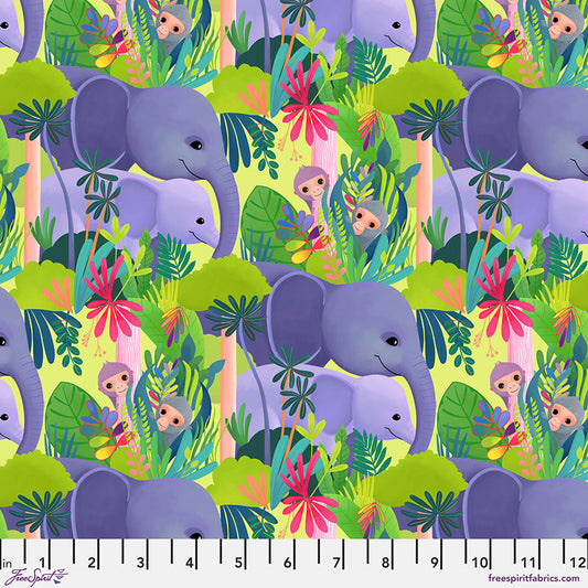 Love in the Wild – Love in the Jungle - Green (Half Yard Cut) – by Katy Tanis with FreeSpirit Fabrics