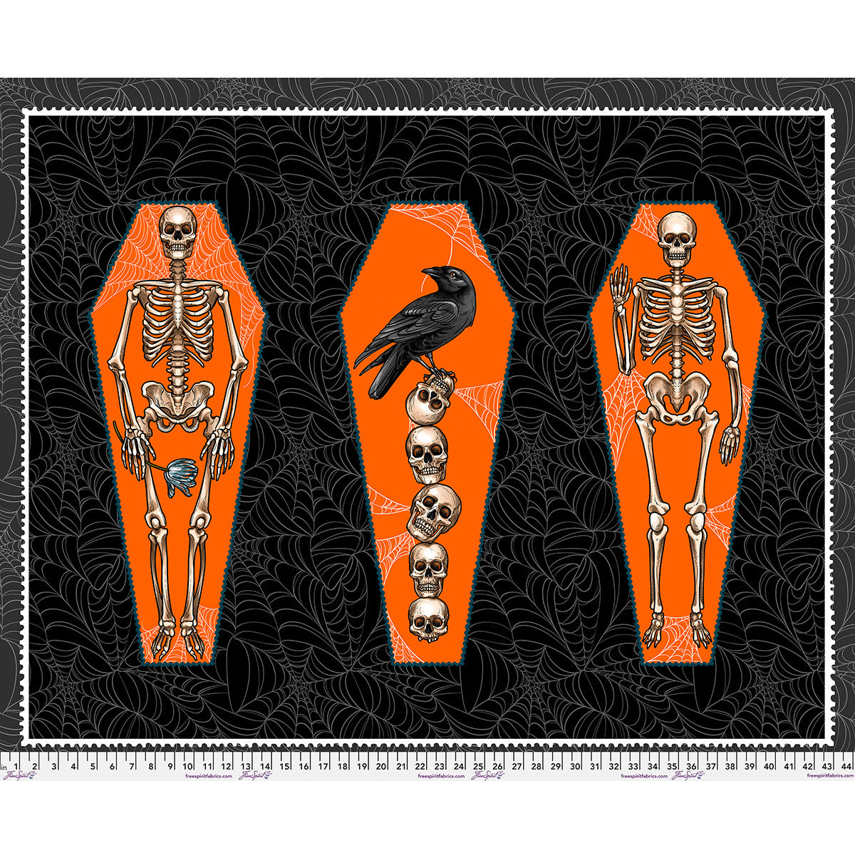 Chain Mail - Skeleton Bones Panel - by Club Hauer with FreeSpirit Fabrics
