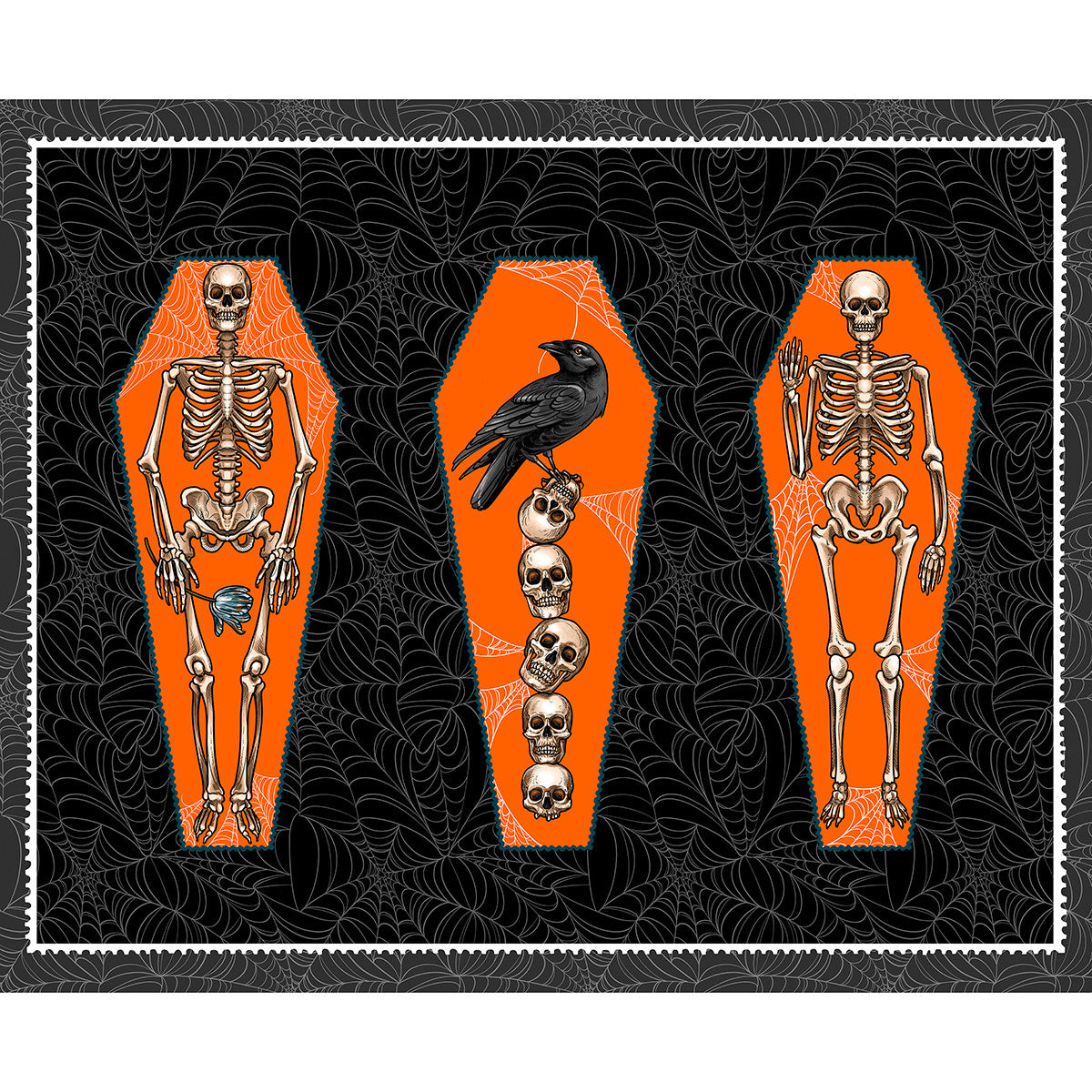 Chain Mail - Skeleton Bones Panel - by Club Hauer with FreeSpirit Fabrics