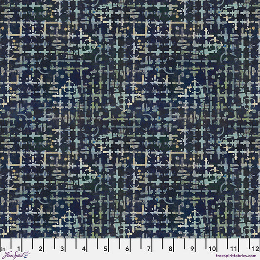 On Your Mark – Maze - Indigo (Half Yard Cut) – by Seth Apter with FreeSpirit Fabrics