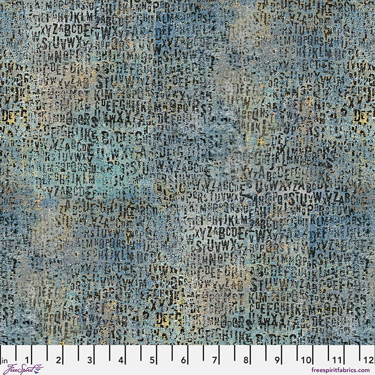 Lots of Letters in Ocean, One Layer Away by Seth Apter for FreeSpirit Fabrics quilting cotton