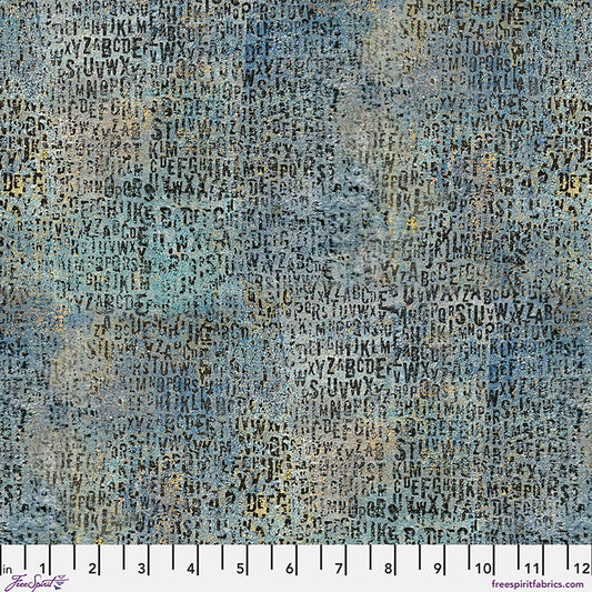 Lots of Letters in Ocean, One Layer Away by Seth Apter for FreeSpirit Fabrics quilting cotton