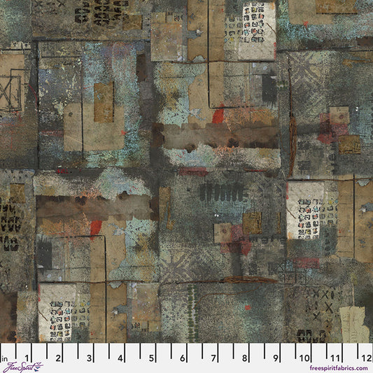 Down to Earth in Ash, One Layer Away by Seth Apter for FreeSpirit Fabrics quilting cotton