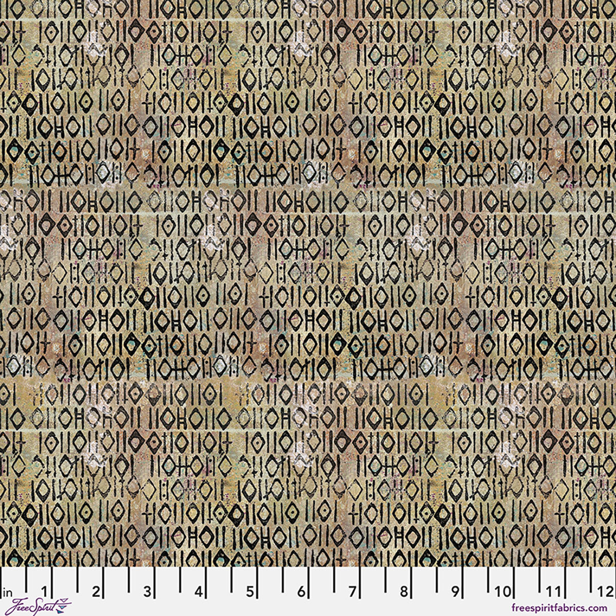 Pictograph in Taupe, One Layer Away by Seth Apter for FreeSpirit Fabrics quilting cotton