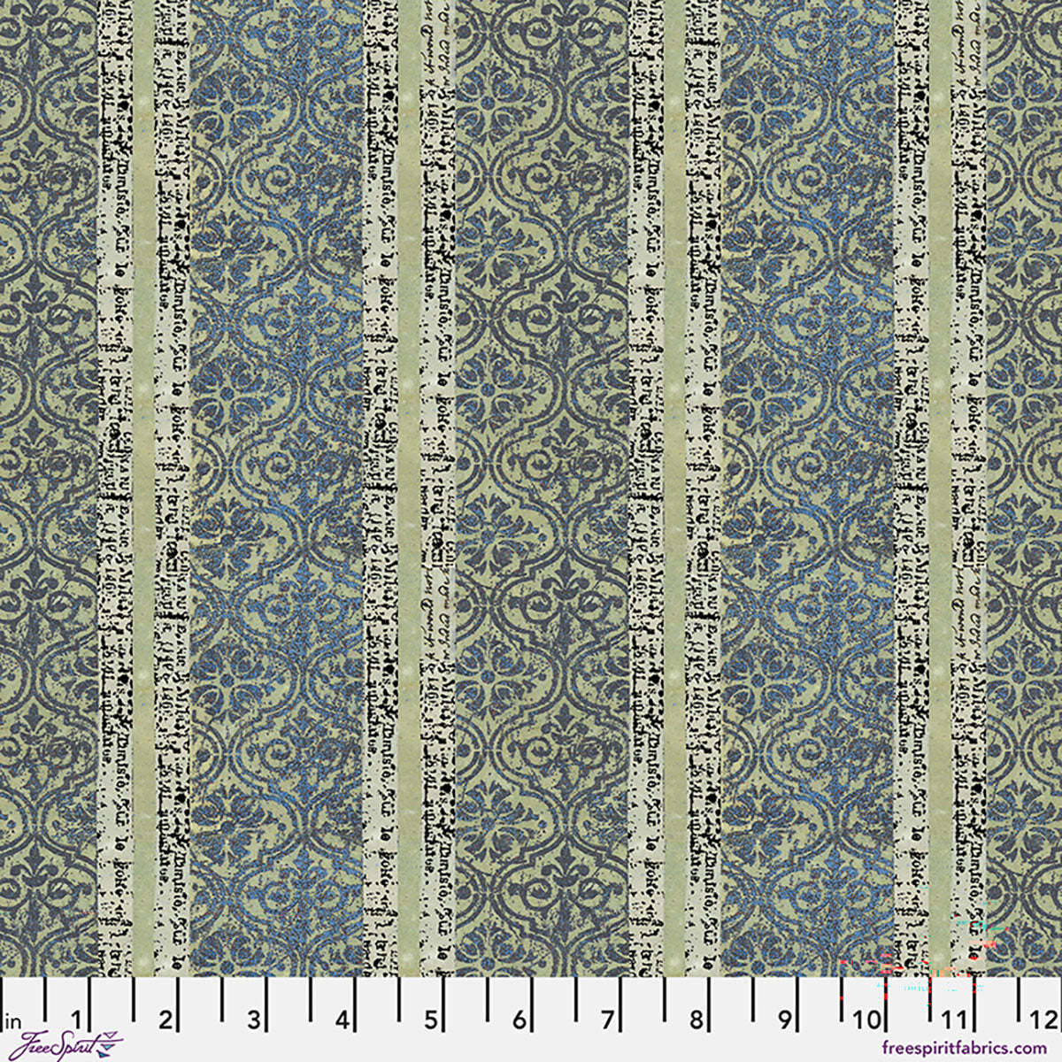 Text Tile in Sage, One Layer Away by Seth Apter for FreeSpirit Fabrics quilting cotton