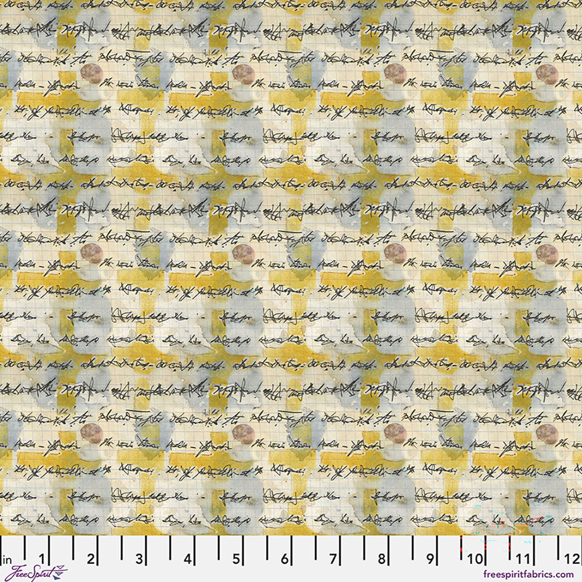 Asemic in Butter, One Layer Away by Seth Apter for FreeSpirit Fabrics quilting cotton