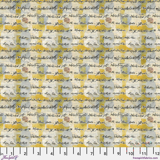 Asemic in Butter, One Layer Away by Seth Apter for FreeSpirit Fabrics quilting cotton