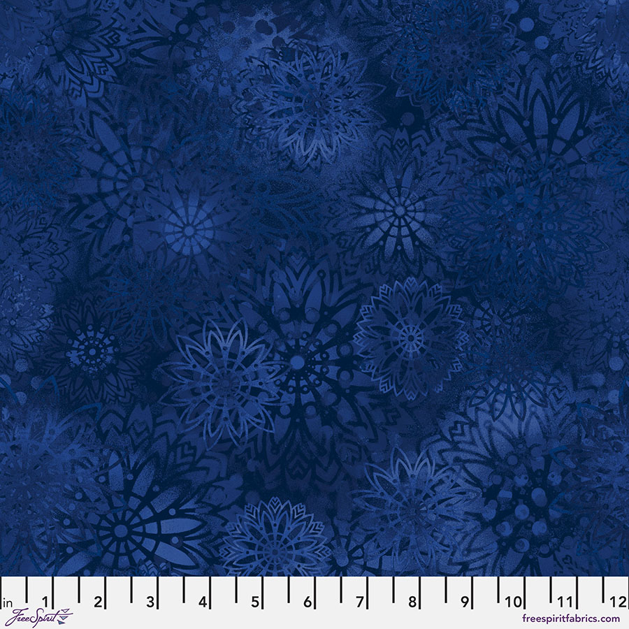 Textures - Medallions in Navy - by Sue Penn with Free Spirit Fabrics
