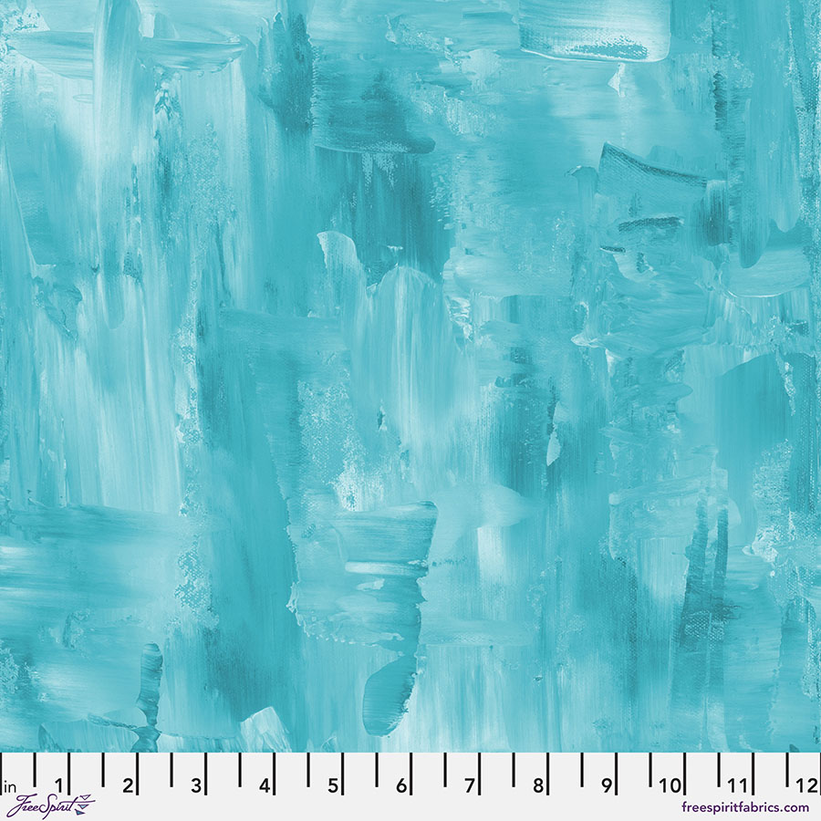 Textures - Brushstrokes in Aqua - by Sue Penn with Free Spirit Fabrics