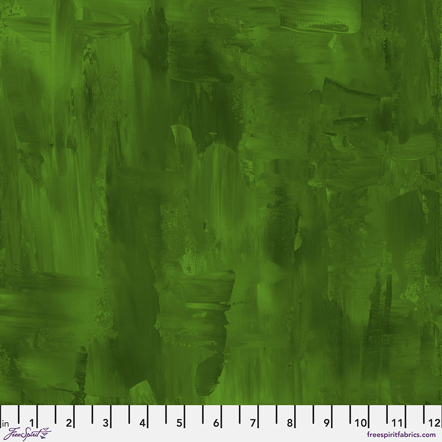 Textures - Brushstrokes in Green - by Sue Penn with Free Spirit Fabrics
