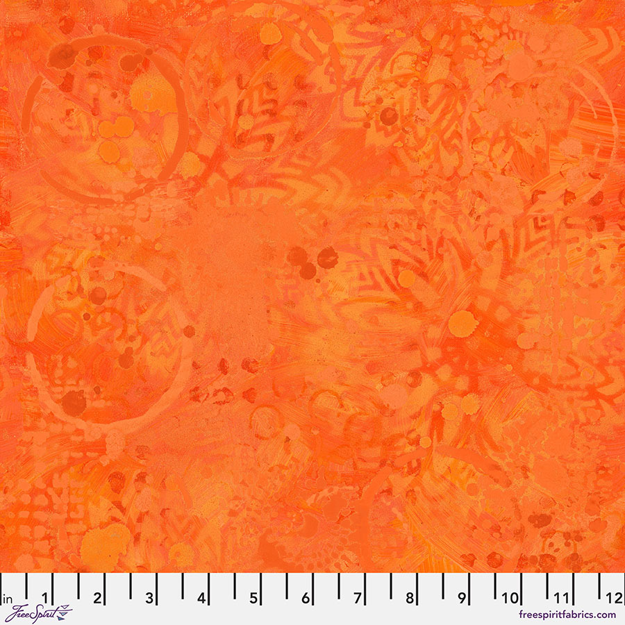 Textures - Tonal Graffiti in Orange - by Sue Penn with Free Spirit Fabrics