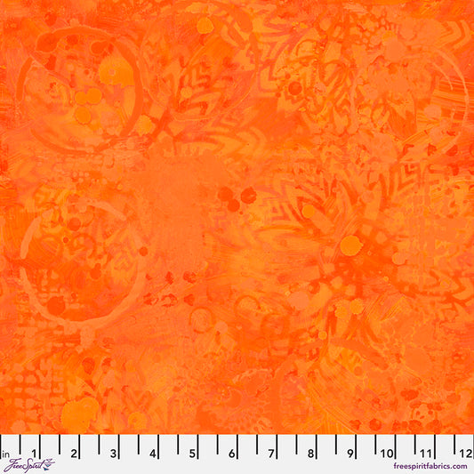 Textures - Tonal Graffiti in Orange - by Sue Penn with Free Spirit Fabrics