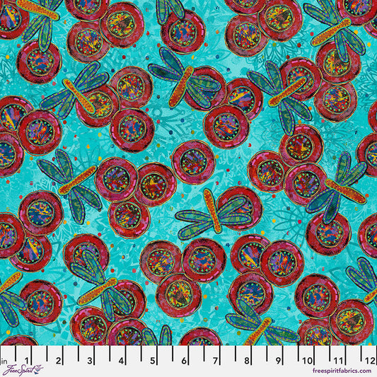 Dragonfly Dance - Flight - Mint – by Sue Penn Designs with FreeSpirit Fabrics