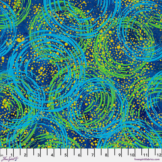 Dragonfly Dance - Swirlygig - Blue – by Sue Penn Designs with FreeSpirit Fabrics