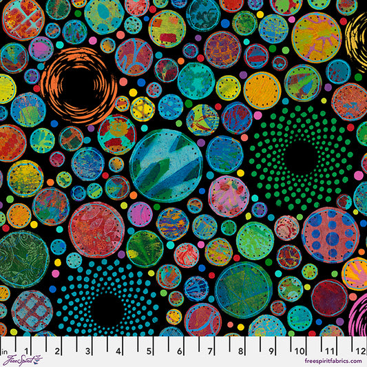 Circle Pop print from Wings of Wonder quilting cotton fabric by Sue Penn for FreeSpirit Fabrics