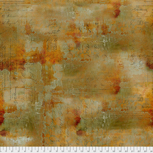 Abandoned - Writing Specimen - Sienna (Half Yard Cut) - by Tim Holtz with Free Spirit Fabrics