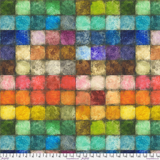 Eclectic Elements Colorblock Mosaic Fabric - Multi - by Tim Holtz with Free Spirit Fabrics