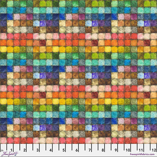 Eclectic Elements Colorblock Mosaic Fabric - Multi - by Tim Holtz with Free Spirit Fabrics