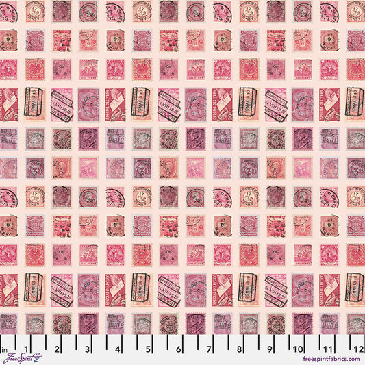 Eclectic Elements Palette Pink - Pink Stamps (Half Yard Cut) by Tim Holtz with Free Spirit Fabrics