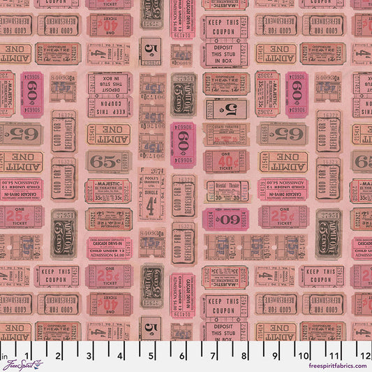 Eclectic Elements Palette Pink - Pink Tickets (Half Yard Cut) by Tim Holtz with Free Spirit Fabrics