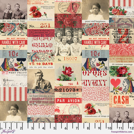 Eclectic Elements Palette Red - Collage (Half Yard Cut) by Tim Holtz with Free Spirit Fabrics (Copy)