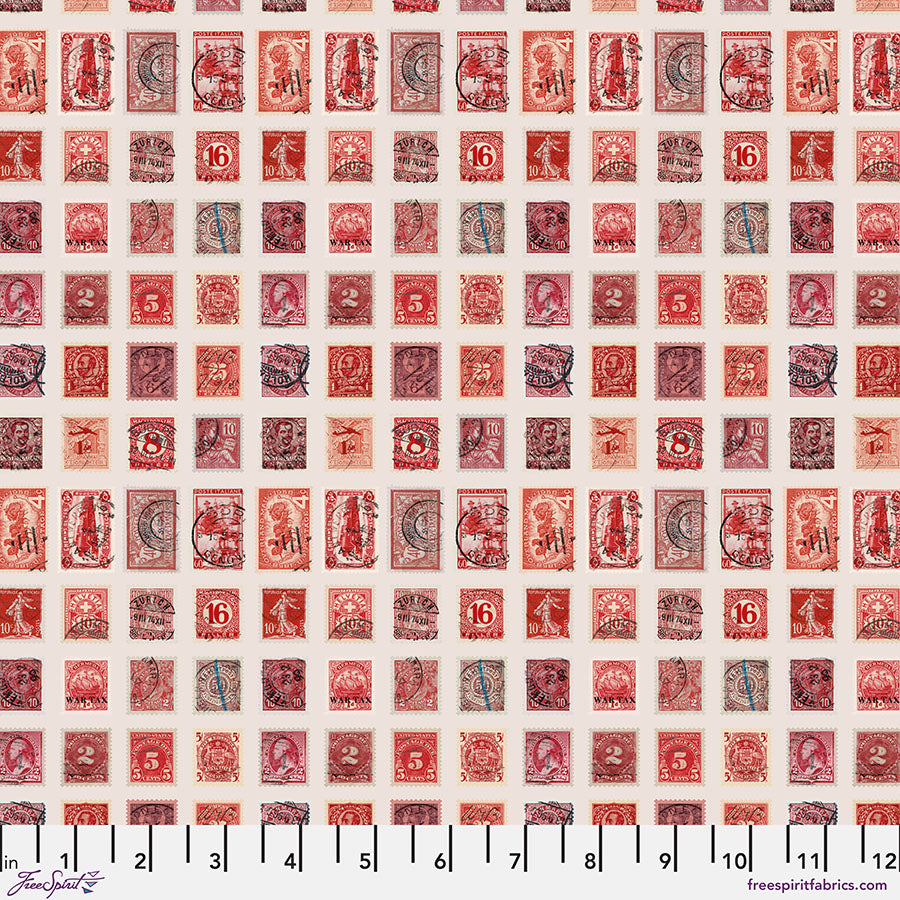 Eclectic Elements Palette Red - Stamps (Half Yard Cut) by Tim Holtz with Free Spirit Fabrics