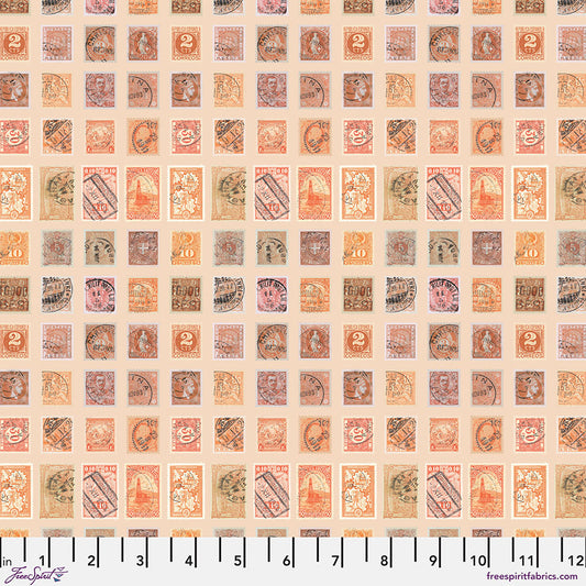 Eclectic Elements Palette Orange - Stamps (Half Yard Cut) by Tim Holtz with Free Spirit Fabrics