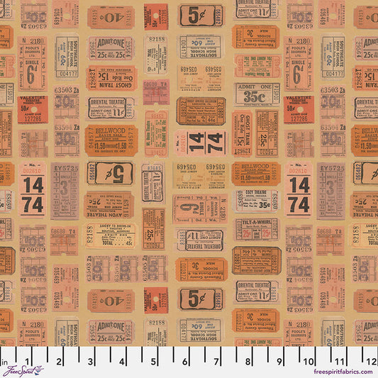 Eclectic Elements Palette Orange - Tickets (Half Yard Cut) by Tim Holtz with Free Spirit Fabrics