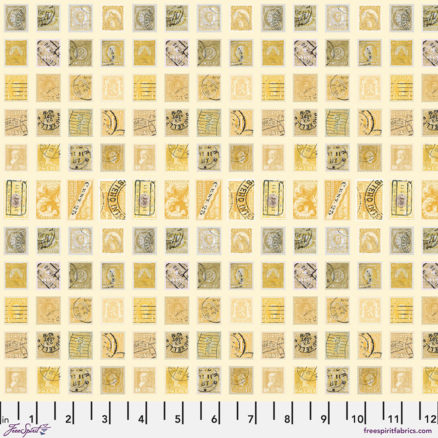 Eclectic Elements Palette Yellow - Stamps PREORDER SHIPS JANUARY 2025 (Half Yard Cut) by Tim Holtz with Free Spirit Fabrics