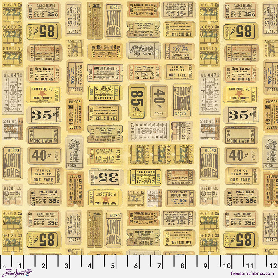 Eclectic Elements Palette Yellow - Tickets PREORDER SHIPS JANUARY 2025 (Half Yard Cut) by Tim Holtz with Free Spirit Fabrics