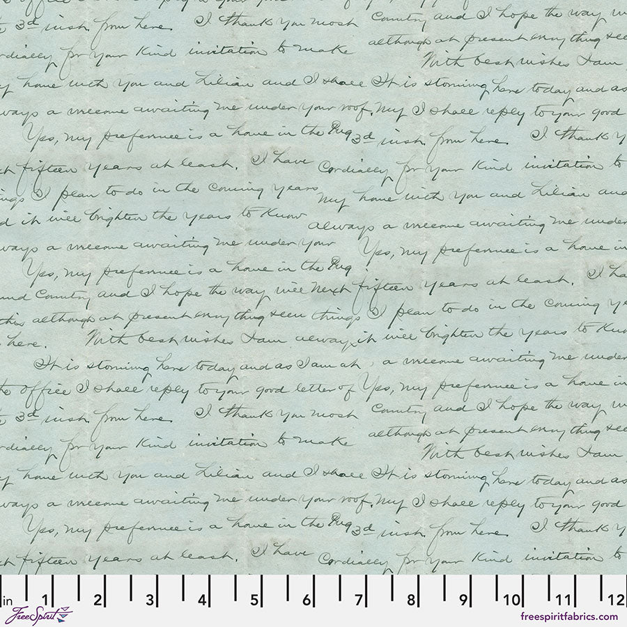 Eclectic Elements Palette Blue - Script (Half Yard Cut) - by Tim Holtz with FreeSpirit Fabrics