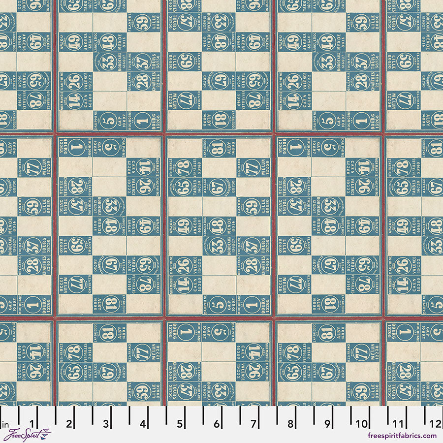 Eclectic Elements Palette Blue - Numbers (Half Yard Cut) - by Tim Holtz with FreeSpirit Fabrics