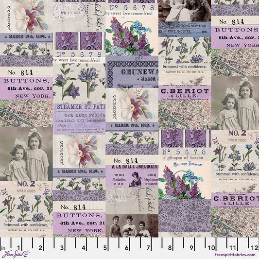 Eclectic Elements Palette - Collage - Purple (Half Yard Cut) - by Tim Holtz with FreeSpirit Fabrics