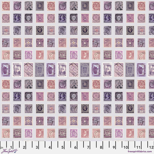 Eclectic Elements Palette - Stamps - Purple (Half Yard Cut) - by Tim Holtz with FreeSpirit Fabrics