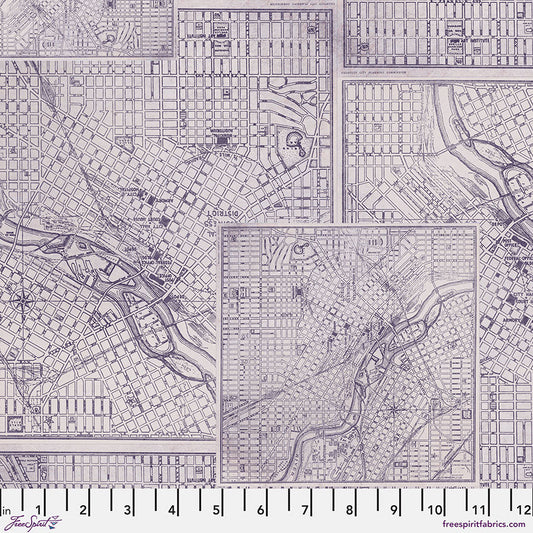 Eclectic Elements Palette - Map - Purple (Half Yard Cut) - by Tim Holtz with FreeSpirit Fabrics